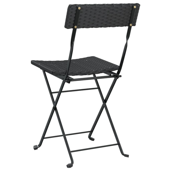 vidaXL Bistro Chairs 4 pcs. Foldable Black Poly Rattan and Steel