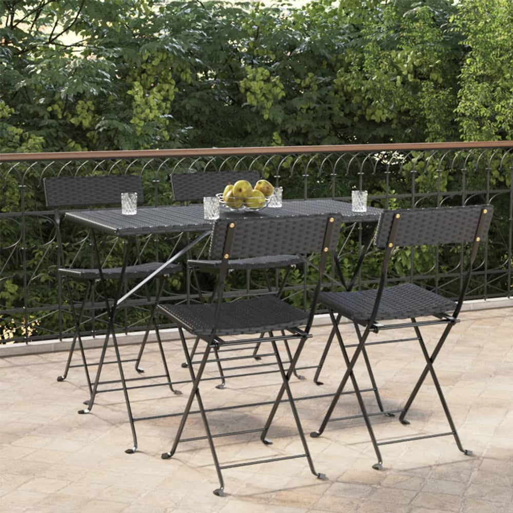 vidaXL Bistro Chairs 4 pcs. Foldable Black Poly Rattan and Steel