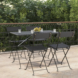 vidaXL Bistro Chairs 4 pcs. Foldable Black Poly Rattan and Steel