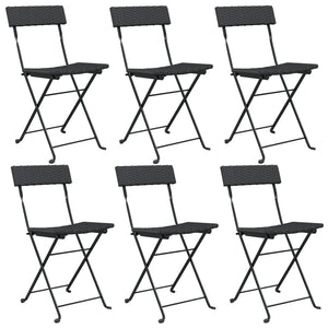 vidaXL Bistro Chairs 6 pcs. Foldable Black Poly Rattan and Steel