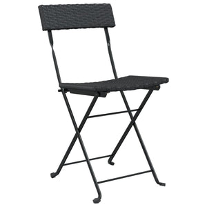 vidaXL Bistro Chairs 8 pcs. Folding Black Poly Rattan and Steel