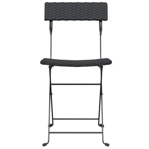vidaXL Bistro Chairs 8 pcs. Folding Black Poly Rattan and Steel
