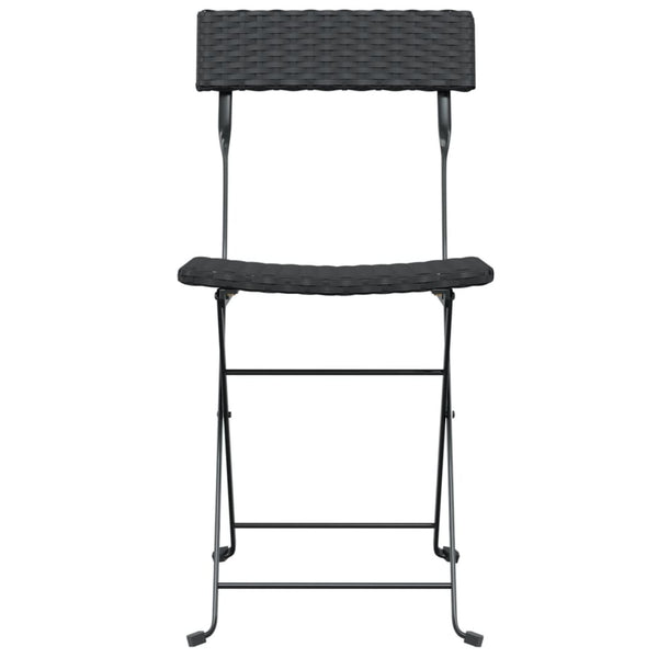 vidaXL Bistro Chairs 8 pcs. Folding Black Poly Rattan and Steel