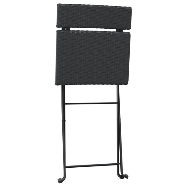 vidaXL Bistro Chairs 8 pcs. Folding Black Poly Rattan and Steel