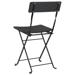 vidaXL Bistro Chairs 8 pcs. Folding Black Poly Rattan and Steel