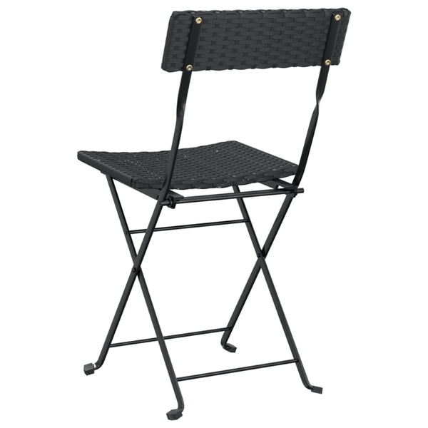vidaXL Bistro Chairs 8 pcs. Folding Black Poly Rattan and Steel