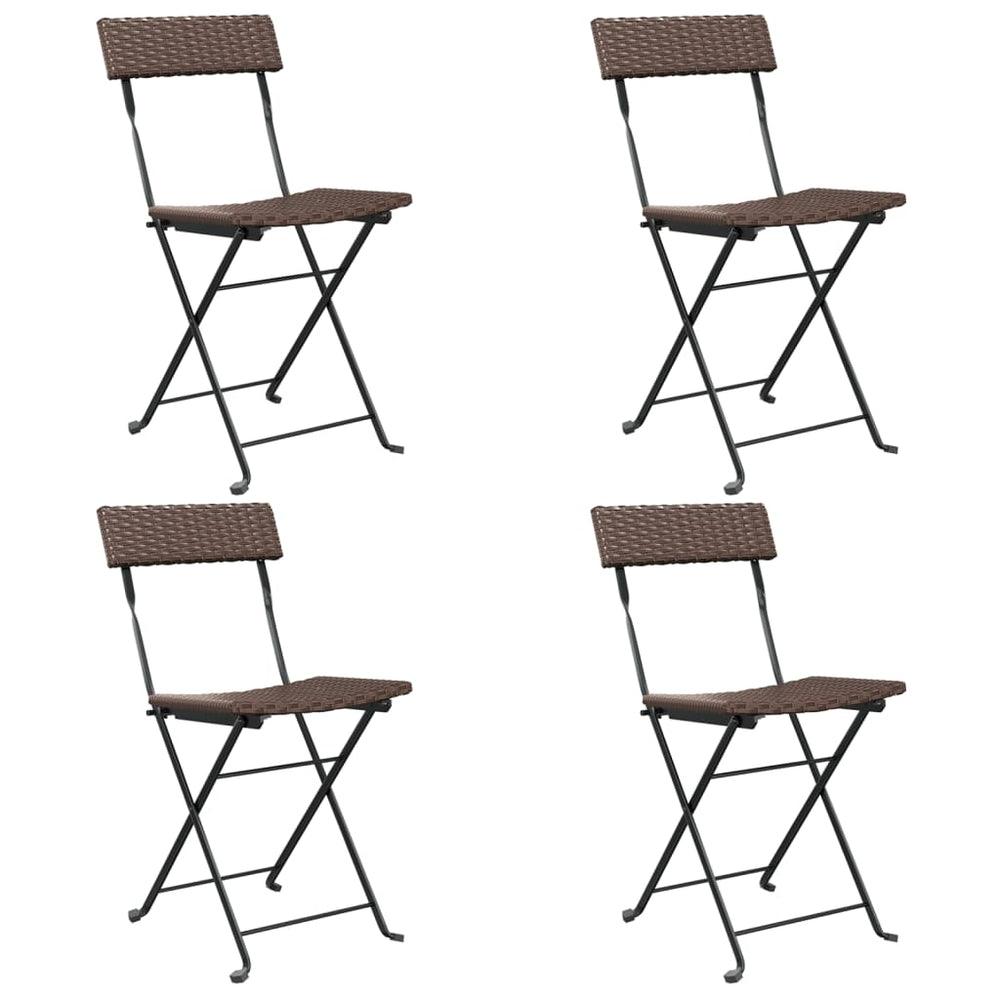 vidaXL Bistro Chairs 4 pcs. Foldable Brown Poly Rattan and Steel