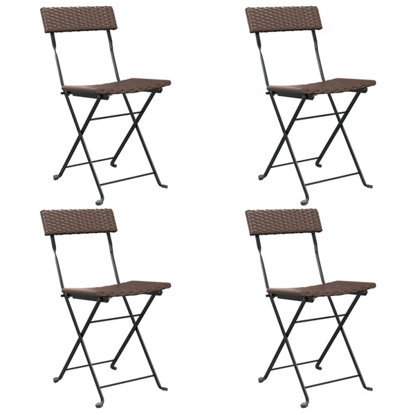 vidaXL Bistro Chairs 4 pcs. Foldable Brown Poly Rattan and Steel