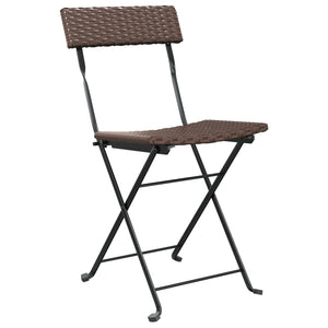 vidaXL Bistro Chairs 4 pcs. Foldable Brown Poly Rattan and Steel