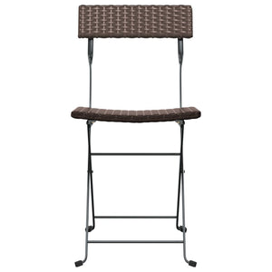 vidaXL Bistro Chairs 4 pcs. Foldable Brown Poly Rattan and Steel