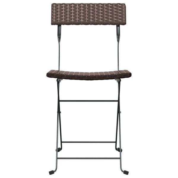 vidaXL Bistro Chairs 4 pcs. Foldable Brown Poly Rattan and Steel