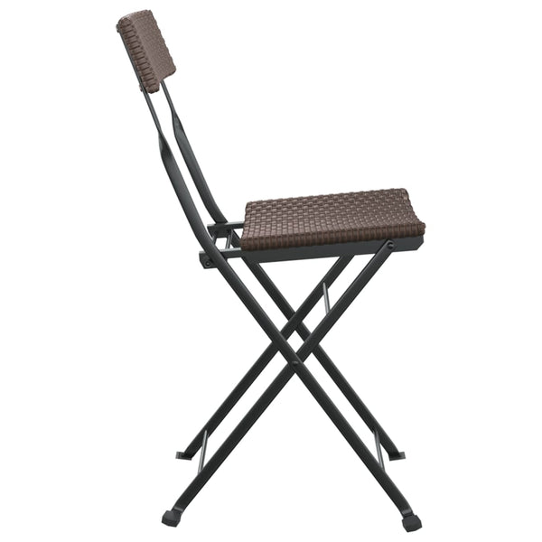 vidaXL Bistro Chairs 4 pcs. Foldable Brown Poly Rattan and Steel