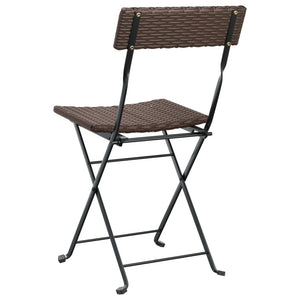 vidaXL Bistro Chairs 4 pcs. Foldable Brown Poly Rattan and Steel