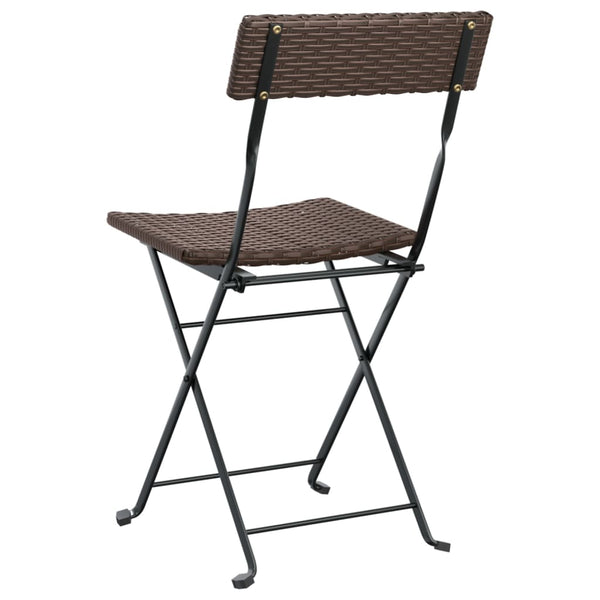 vidaXL Bistro Chairs 4 pcs. Foldable Brown Poly Rattan and Steel