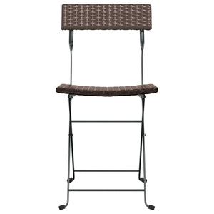 vidaXL Bistro Chairs 6 pcs Foldable Brown Poly Rattan and Steel