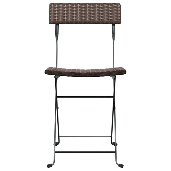 vidaXL Bistro Chairs 6 pcs Foldable Brown Poly Rattan and Steel