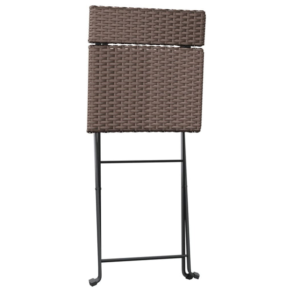 vidaXL Bistro Chairs 6 pcs Foldable Brown Poly Rattan and Steel