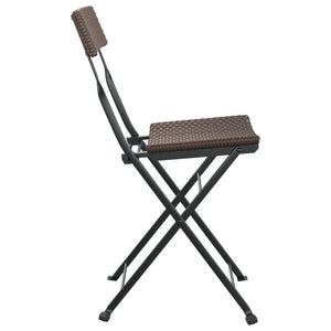 vidaXL Bistro Chairs 8 pcs. Foldable Brown Poly Rattan and Steel