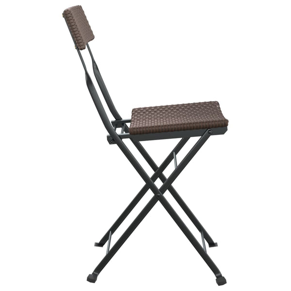 vidaXL Bistro Chairs 8 pcs. Foldable Brown Poly Rattan and Steel