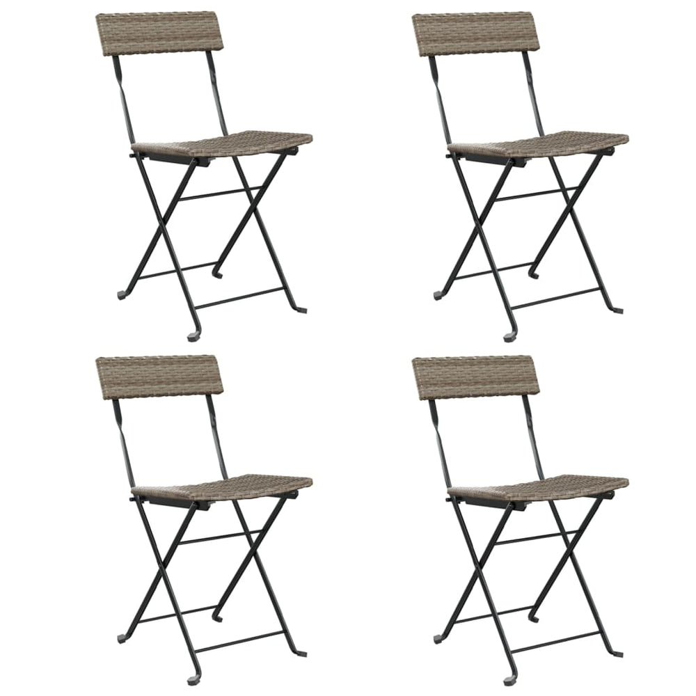 vidaXL Bistro Chairs 4 pcs. Foldable Grey Poly Rattan and Steel