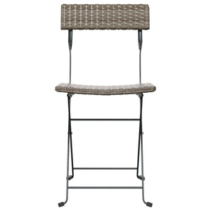 vidaXL Bistro Chairs 8 pcs. Folding Grey Poly Rattan and Steel