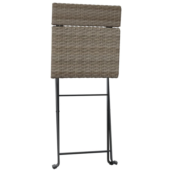 vidaXL Bistro Chairs 8 pcs. Folding Grey Poly Rattan and Steel