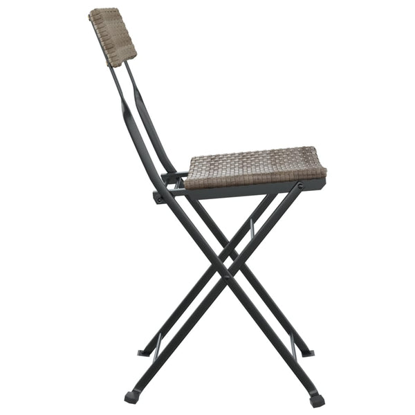 vidaXL Bistro Chairs 8 pcs. Folding Grey Poly Rattan and Steel