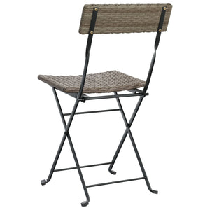 vidaXL Bistro Chairs 8 pcs. Folding Grey Poly Rattan and Steel