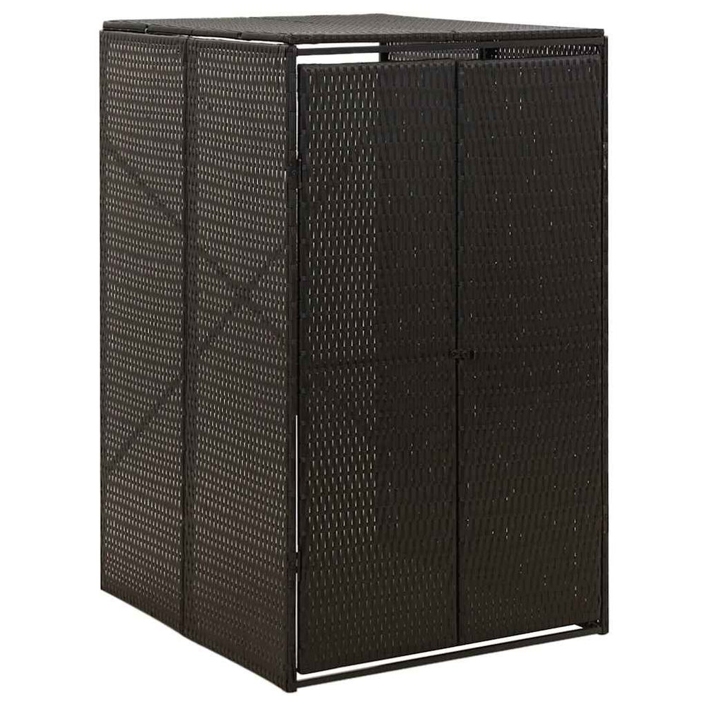 vidaXL Bin Storage Shed for 1 Bin Black 70x80x117 cm Poly Rattan