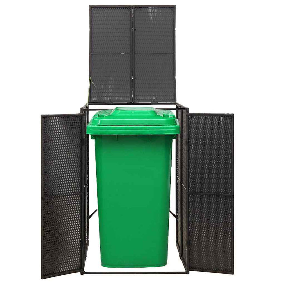 vidaXL Bin Storage Shed for 1 Bin Black 70x80x117 cm Poly Rattan