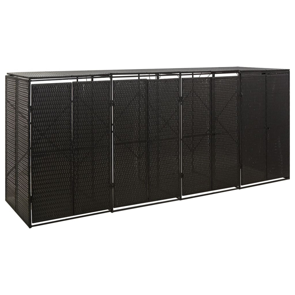 vidaXL Bin Shed for 4 Bins Black 274x80x117 cm Poly Rattan
