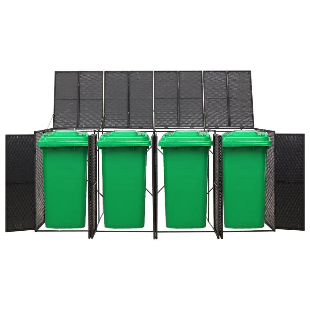 vidaXL Bin Shed for 4 Bins Black 274x80x117 cm Poly Rattan