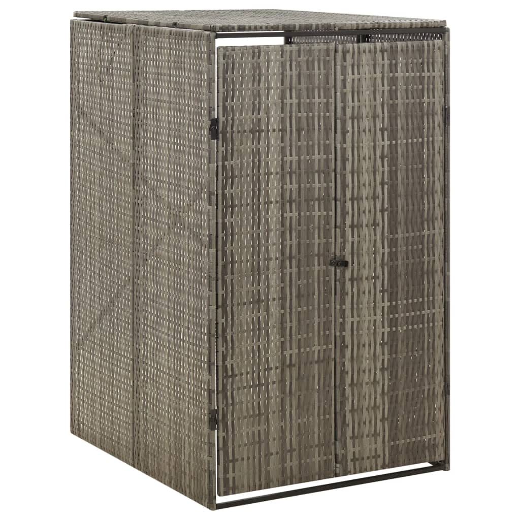 vidaXL Bin Storage Shed for 1 Bin Grey 70x80x117 cm Poly Rattan