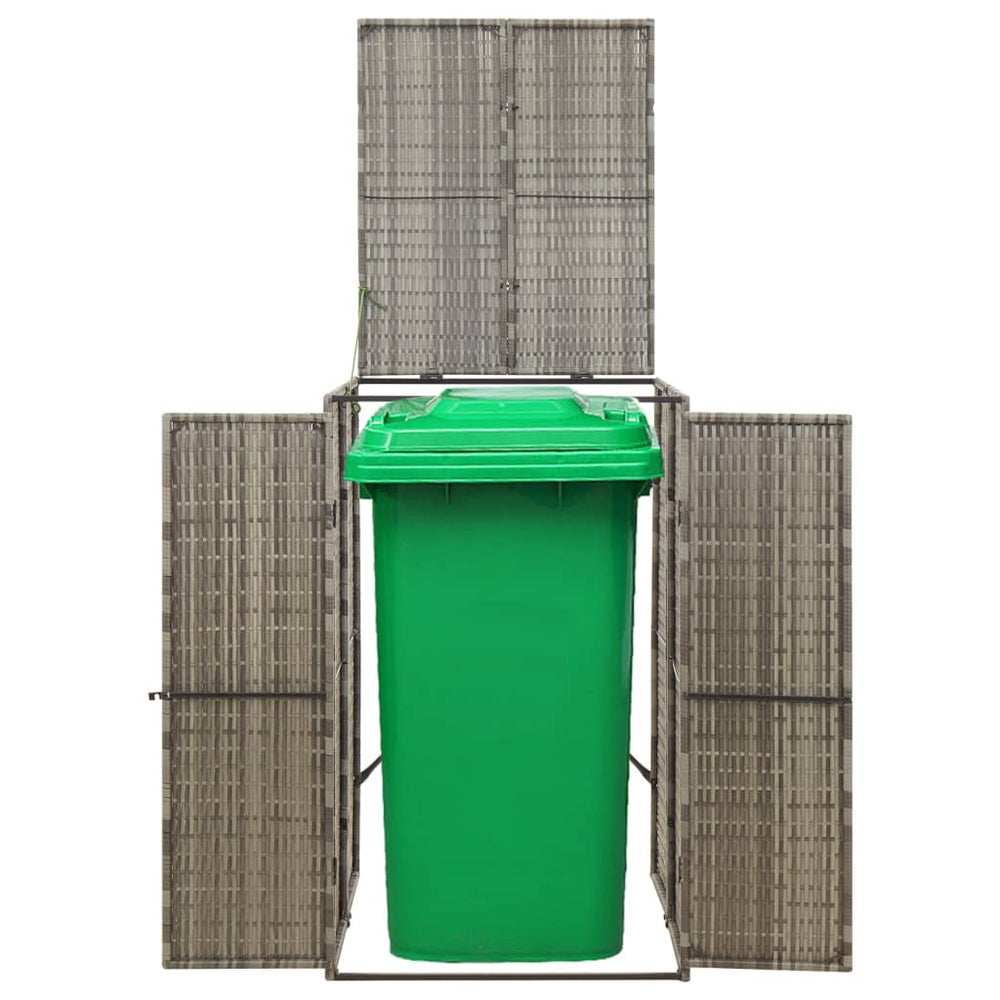 vidaXL Bin Storage Shed for 1 Bin Grey 70x80x117 cm Poly Rattan