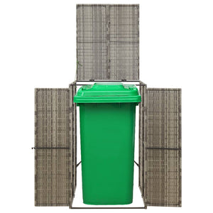 vidaXL Bin Storage Shed for 1 Bin Grey 70x80x117 cm Poly Rattan