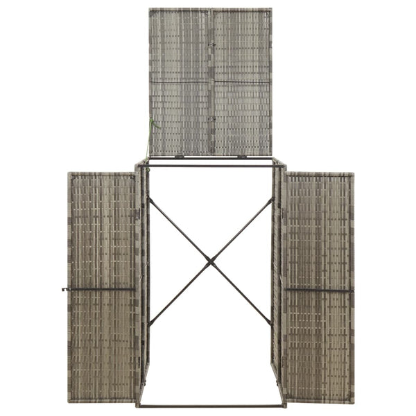 vidaXL Bin Storage Shed for 1 Bin Grey 70x80x117 cm Poly Rattan
