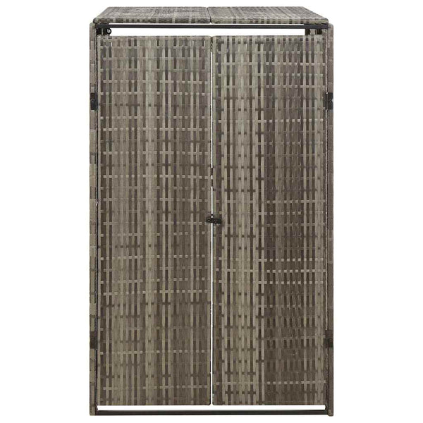 vidaXL Bin Storage Shed for 1 Bin Grey 70x80x117 cm Poly Rattan