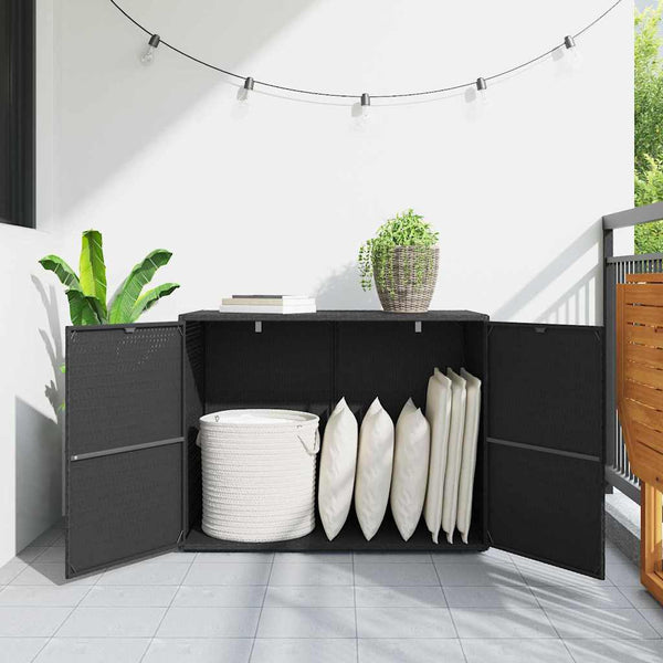 vidaXL Garden Storage Cabinet Black 100 x 55.5 x 80 cm Poly Rattan