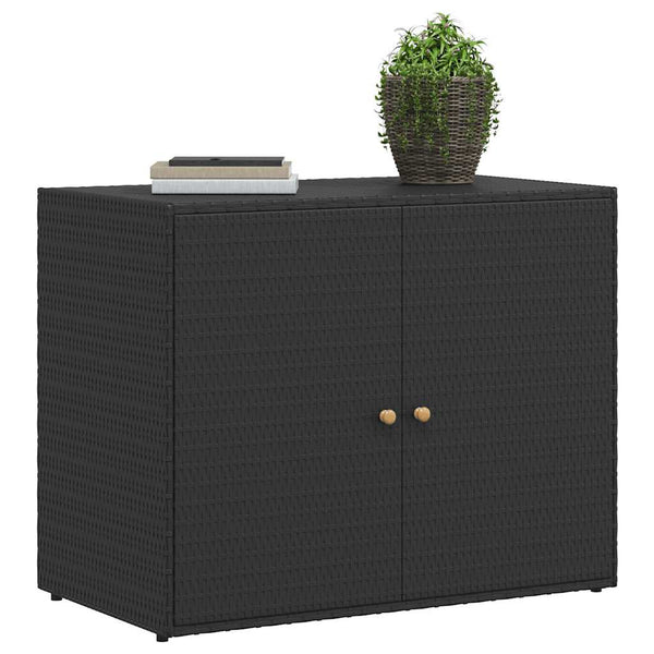 vidaXL Garden Storage Cabinet Black 100 x 55.5 x 80 cm Poly Rattan