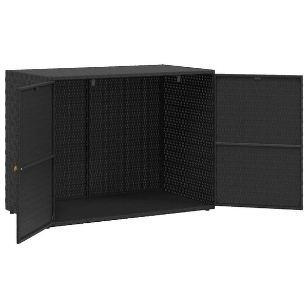 vidaXL Garden Storage Cabinet Black 100 x 55.5 x 80 cm Poly Rattan