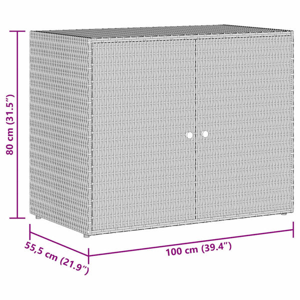 vidaXL Garden Storage Box Grey 100x55.5x80 cm Poly Rattan
