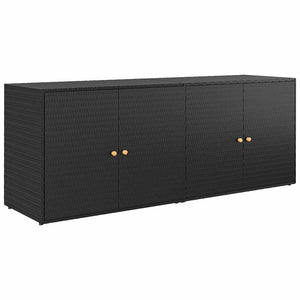 vidaXL Garden Storage Cabinet Black 198 x 55.5 x 80 cm Poly Rattan