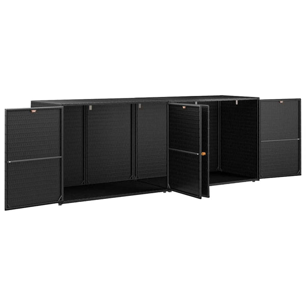 vidaXL Garden Storage Cabinet Black 198 x 55.5 x 80 cm Poly Rattan