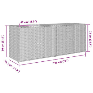 vidaXL Garden Storage Cabinet Black 198 x 55.5 x 80 cm Poly Rattan