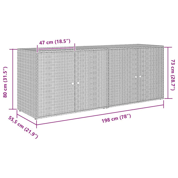 vidaXL Garden Storage Cabinet Black 198 x 55.5 x 80 cm Poly Rattan