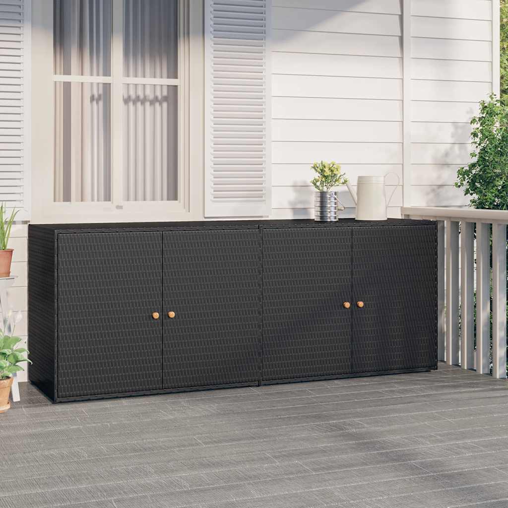 vidaXL Garden Storage Cabinet Black 198 x 55.5 x 80 cm Poly Rattan