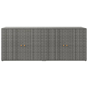 vidaXL Garden Storage Cabinet Grey 198x55.5x80 cm Poly Rattan