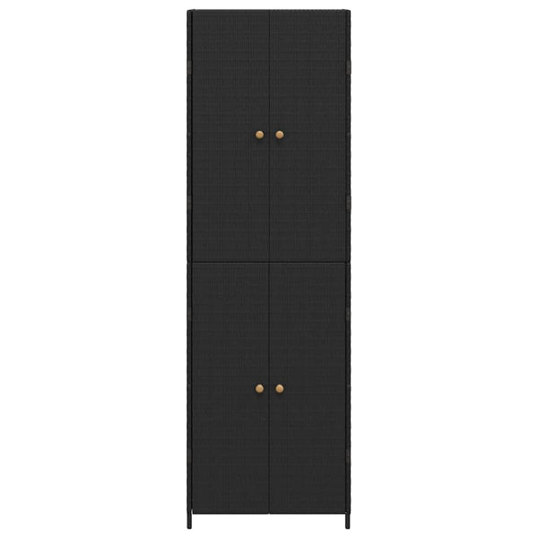 vidaXL Garden Storage Cabinet Black 59x40x180 cm Poly Rattan
