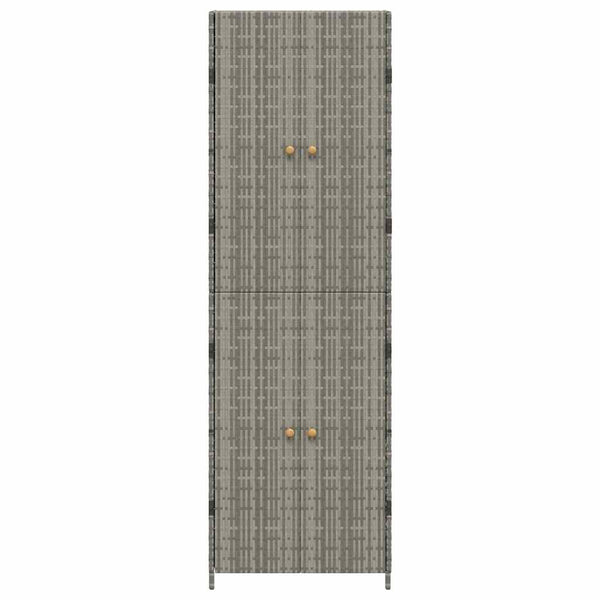 vidaXL Garden Storage Cabinet Grey 59x40x180 cm Poly Rattan