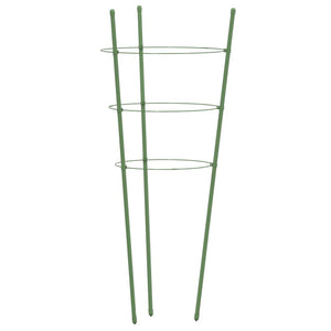 vidaXL Plant Supports with 3 Rings 5 pcs. Green 45 cm Steel